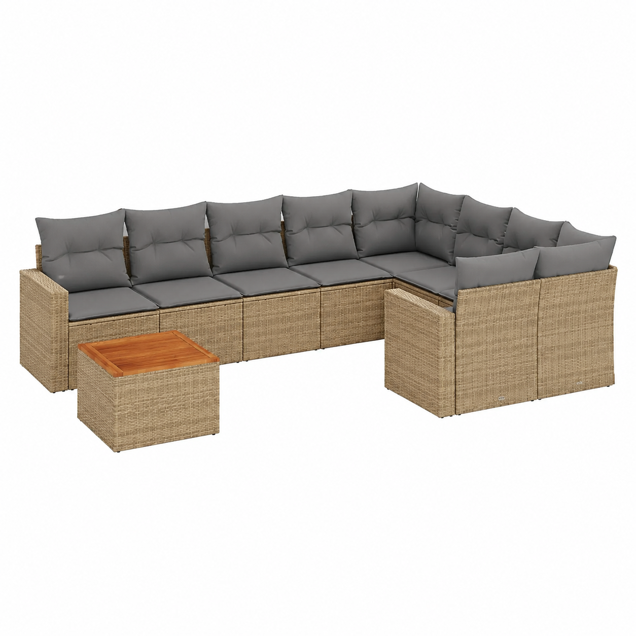 Ensemble de mobilier d'extérieur 10 pièces avec coussins beige