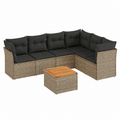 Ensemble mobilier de jardin 7 pièces en résine tressée gris avec coussins