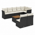 Ensemble de mobilier de jardin 9 pièces avec coussins noirs