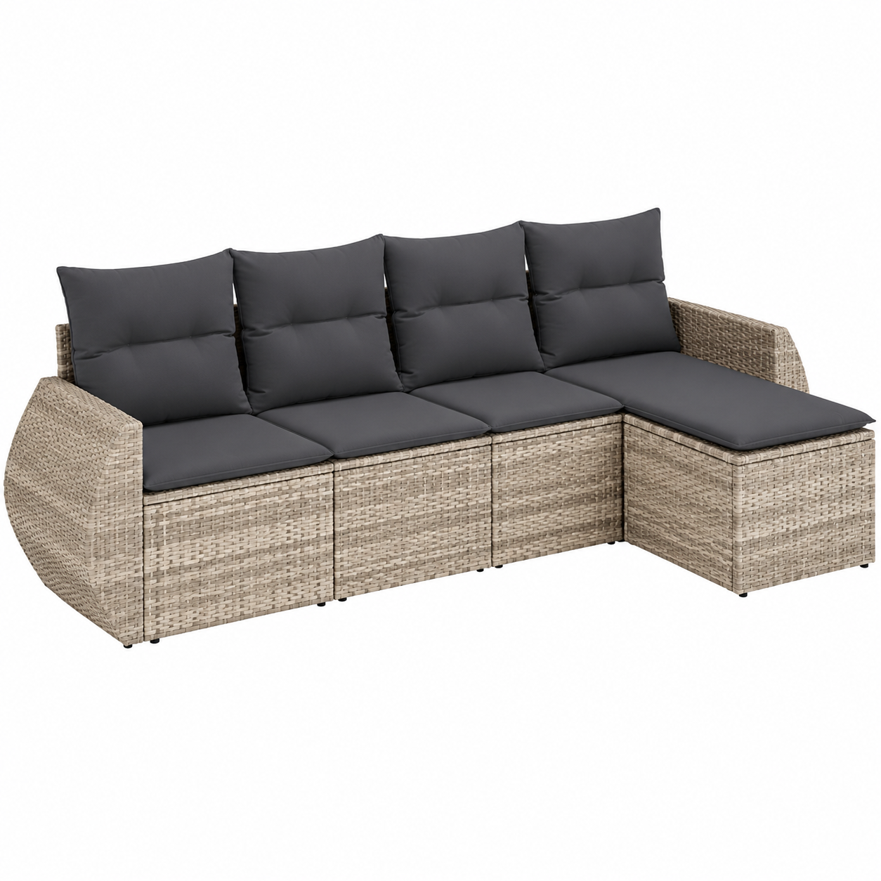 Ensemble de mobilier de jardin 5 pièces avec coussins en résine gris clair