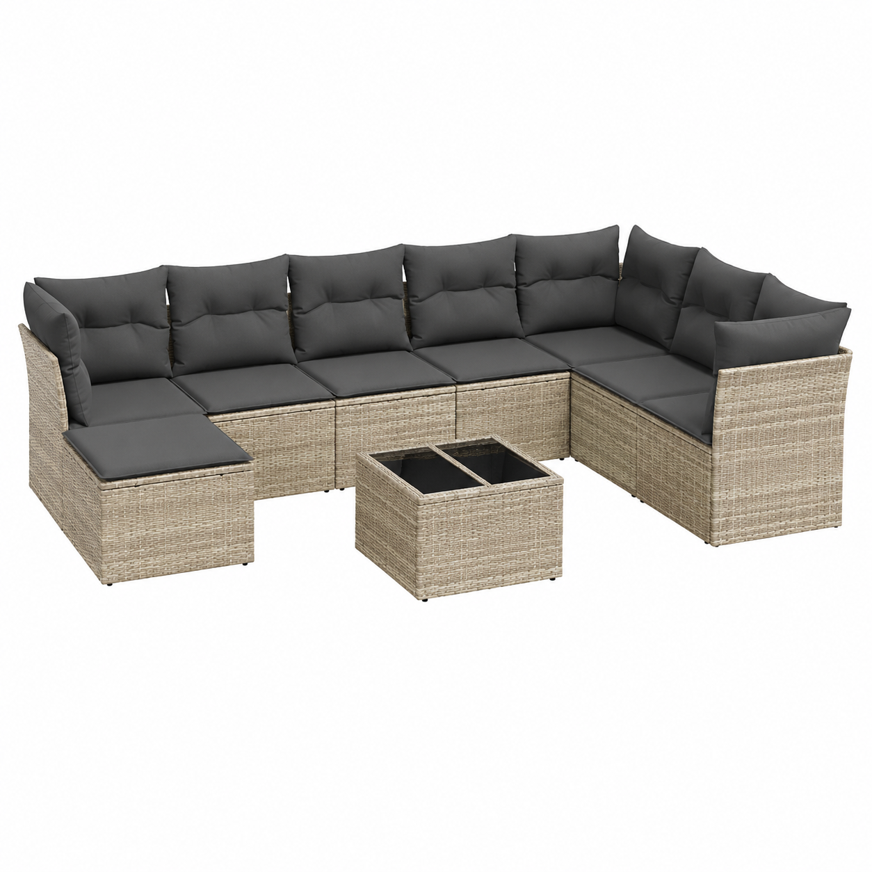 Ensemble de meubles de jardin 9 pièces avec coussins gris