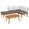 Ensemble de jardin 5 pièces avec coussins en bois d'acacia