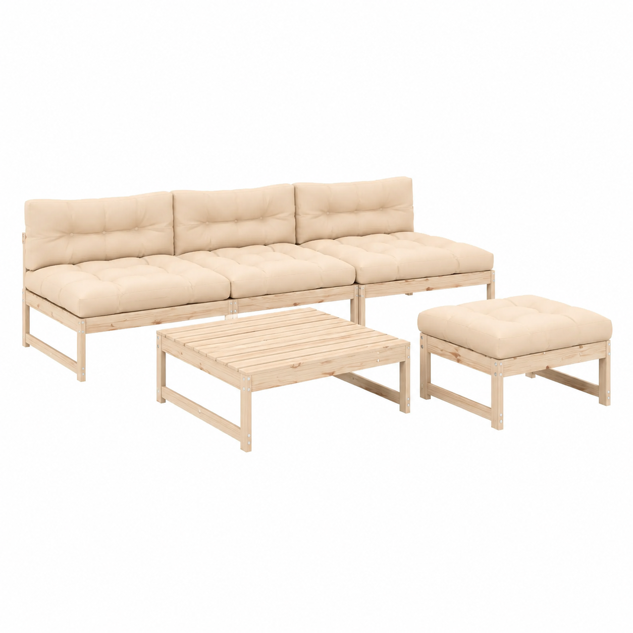 Ensemble de mobilier de jardin 5 pièces bois de pin