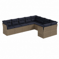 Ensemble mobilier de jardin 11 pièces avec coussins gris en résine