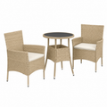 Ensemble de mobilier extérieur 3 pièces avec coussins beige