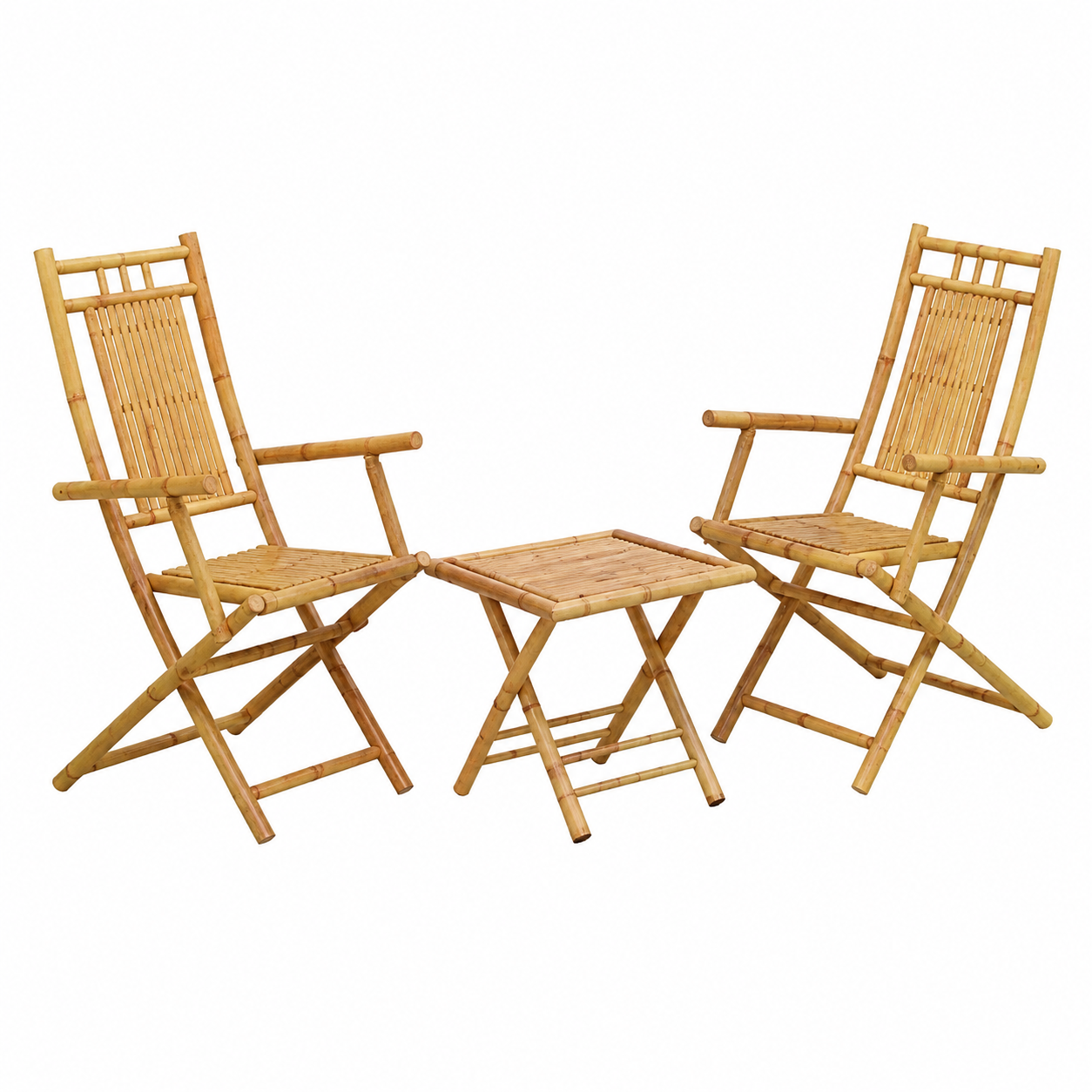 Mobilier de bistro 3 pièces en bambou