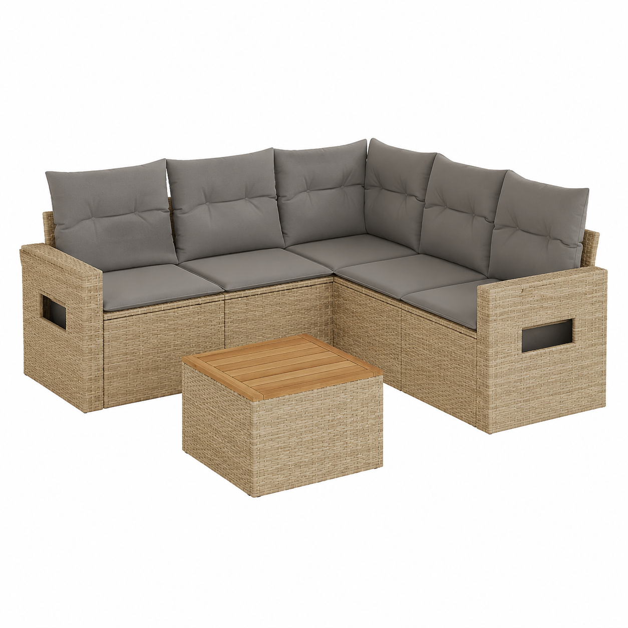 Ensemble de mobilier de jardin 6 pièces avec coussins beiges