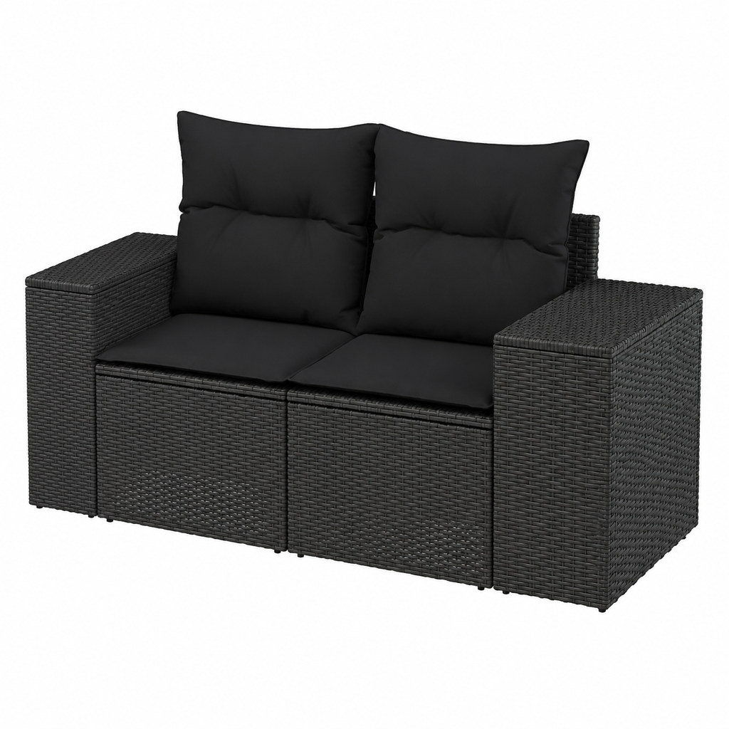 Ensemble de mobilier de jardin en résine tressée avec coussins
