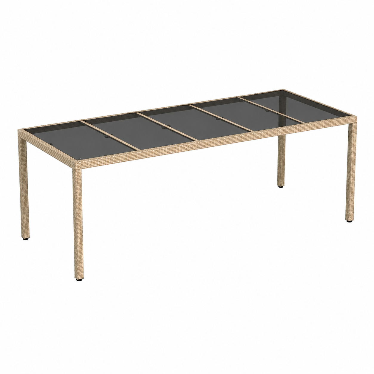 Ensemble repas jardin 11 pièces avec coussins en rotin beige