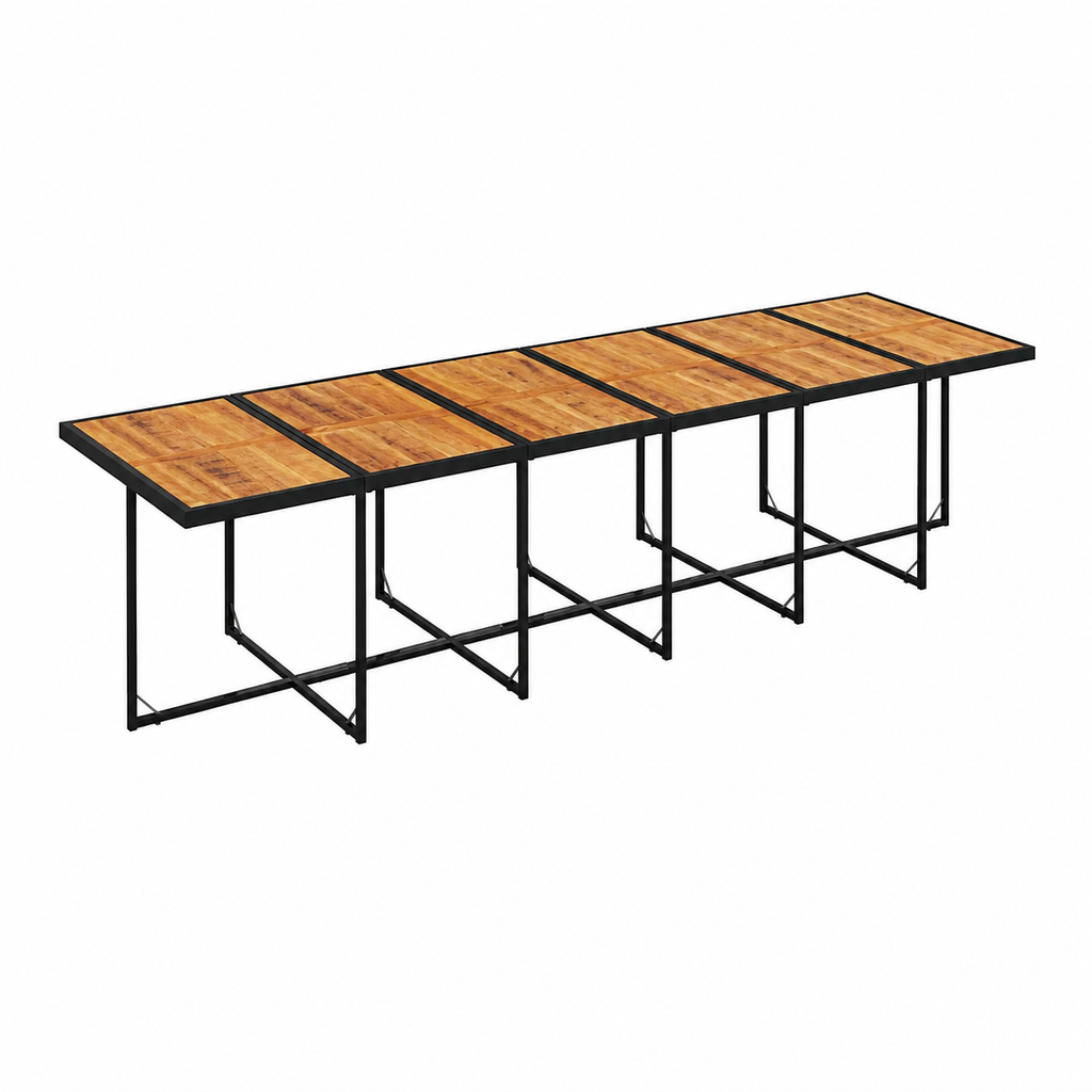 Ensemble de salle à manger extérieure 17 pièces avec coussins noirs