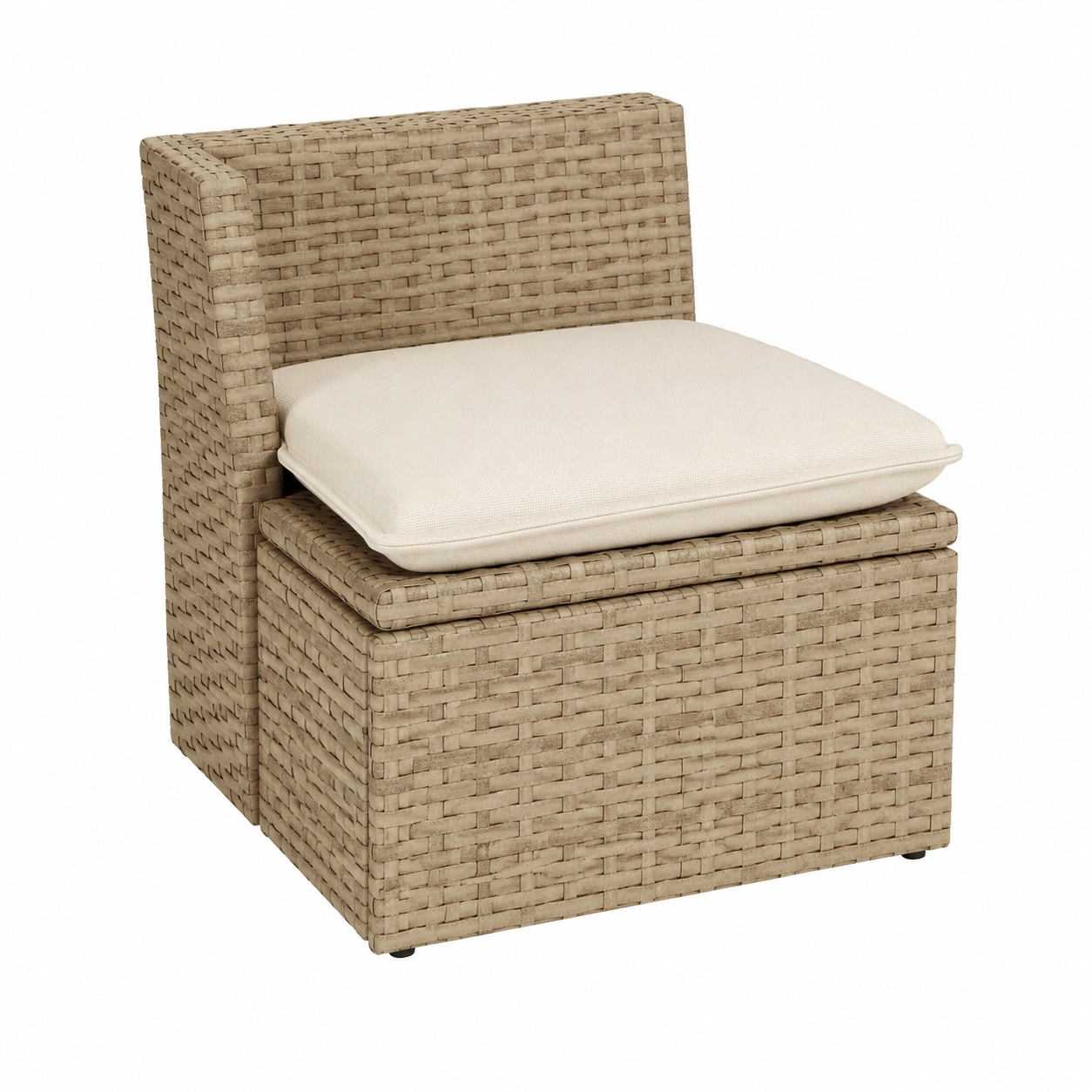 Ensemble repas jardin 11 pièces avec coussins en rotin beige