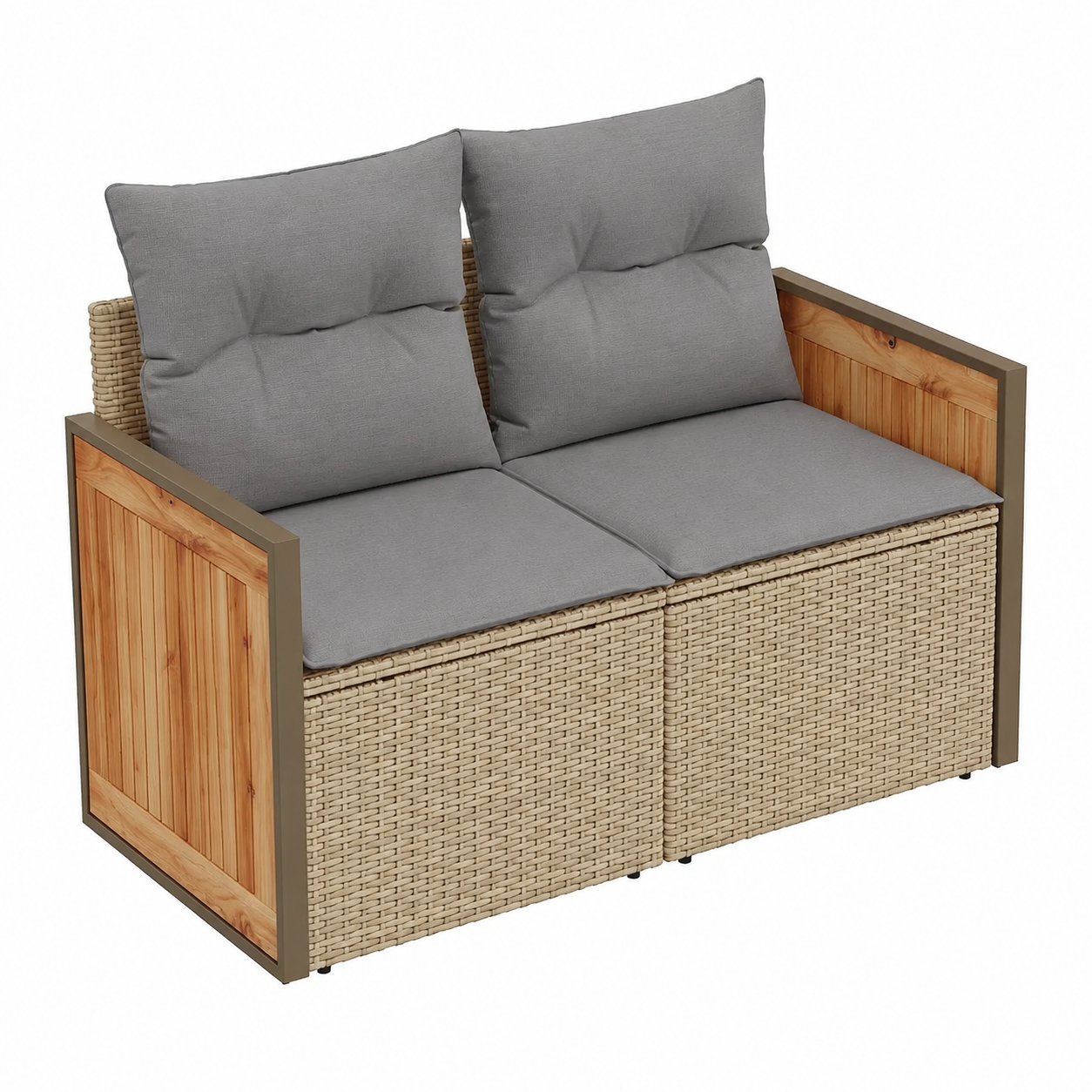 Ensemble mobilier de jardin 9 pièces avec coussins beiges