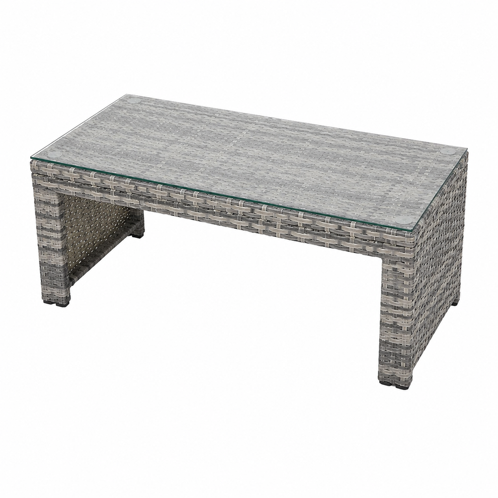 Ensemble de jardin 8 places avec table basse en verre