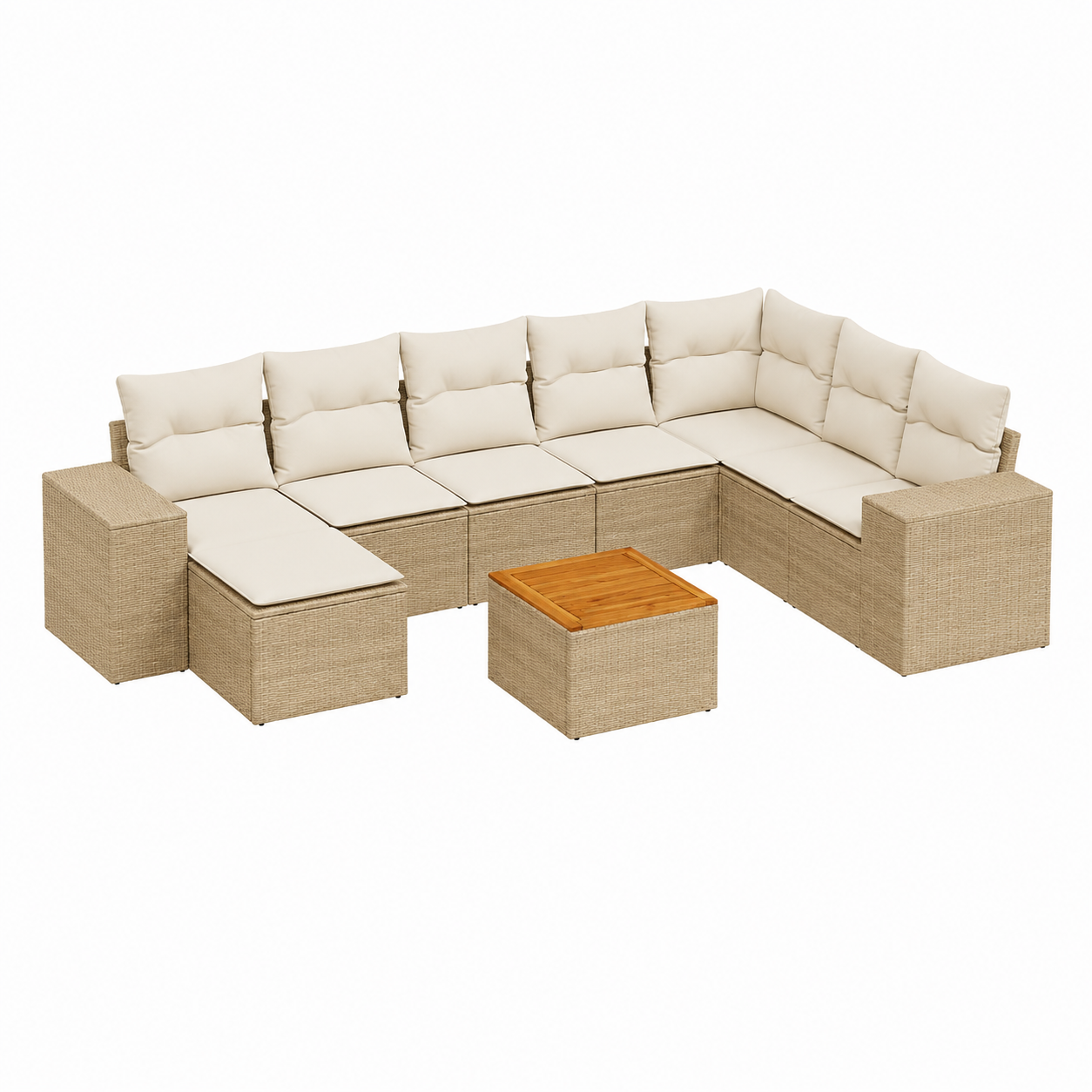 Ensemble de meubles de jardin 9 pièces avec coussins beige