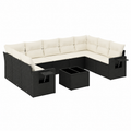 Ensemble de mobilier extérieur 11 pièces avec coussins noirs en résine