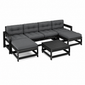 Ensemble de meubles de jardin 7 pièces avec coussins noirs