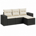 Ensemble de mobilier d'extérieur 4 pièces avec coussins noirs
