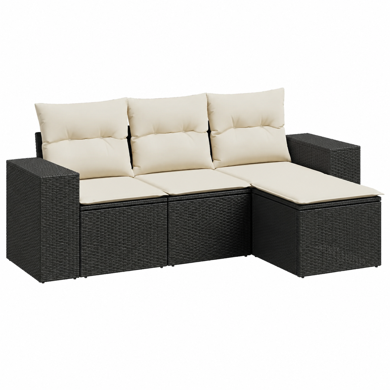 Ensemble de mobilier d'extérieur 4 pièces avec coussins noirs