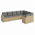 Ensemble de meubles de jardin en résine tressée beige avec coussins