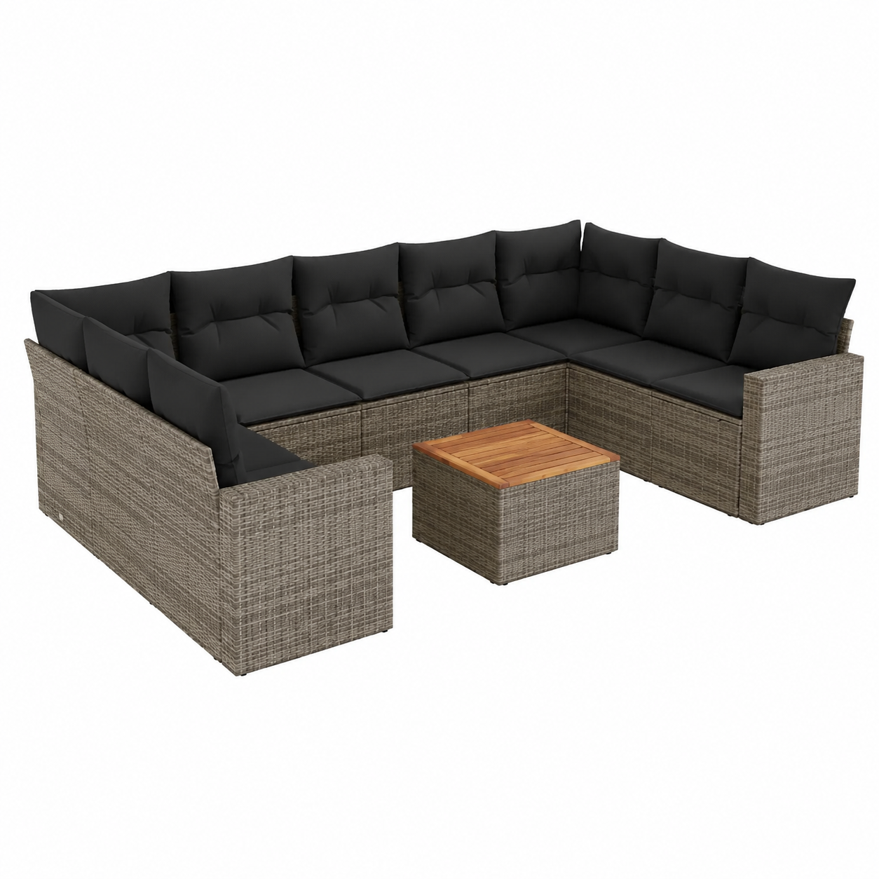 Ensemble de mobilier d'extérieur 10 pièces avec coussins gris