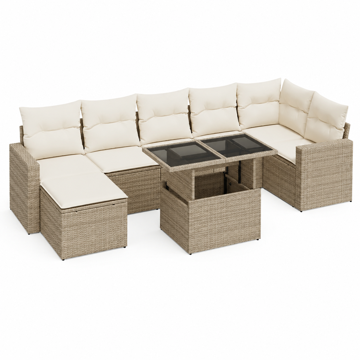 Ensemble de meubles de jardin 8 pièces avec coussins beige