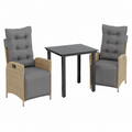 Ensemble de jardin avec coussins beige 3 pièces
