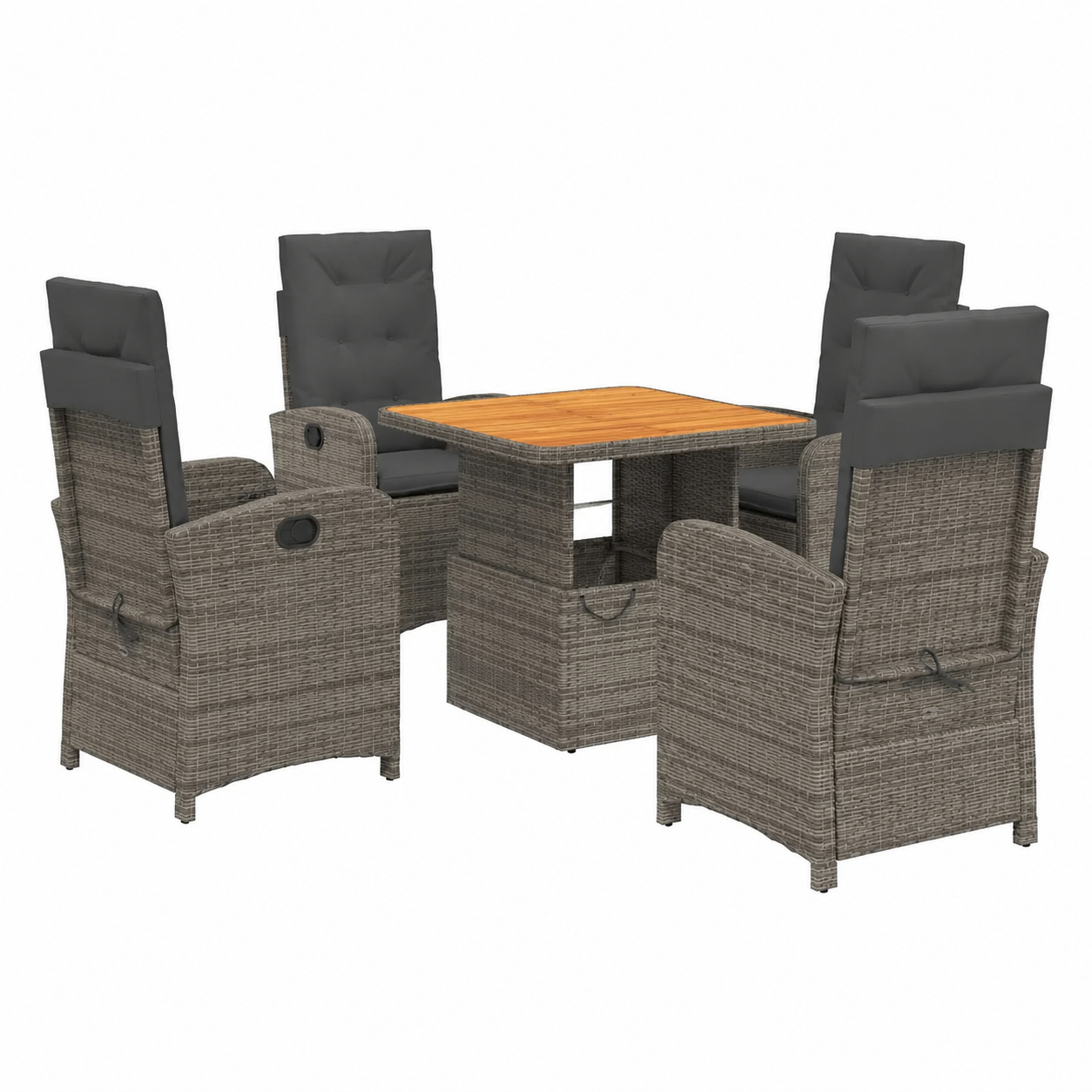 Ensemble de salle à manger d'extérieur 5 pièces avec coussins gris