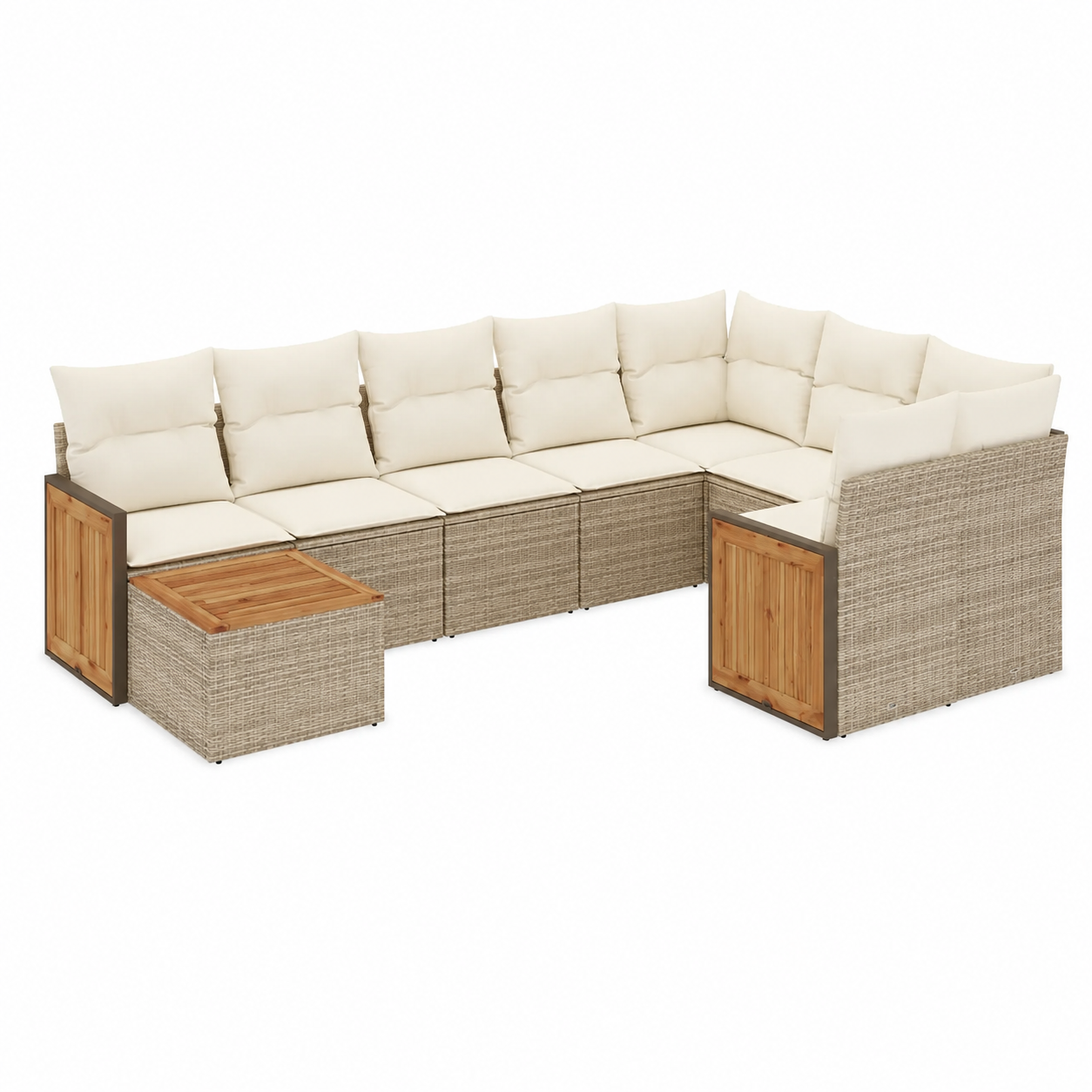 Ensemble de mobilier de jardin 10 pièces avec coussins beige