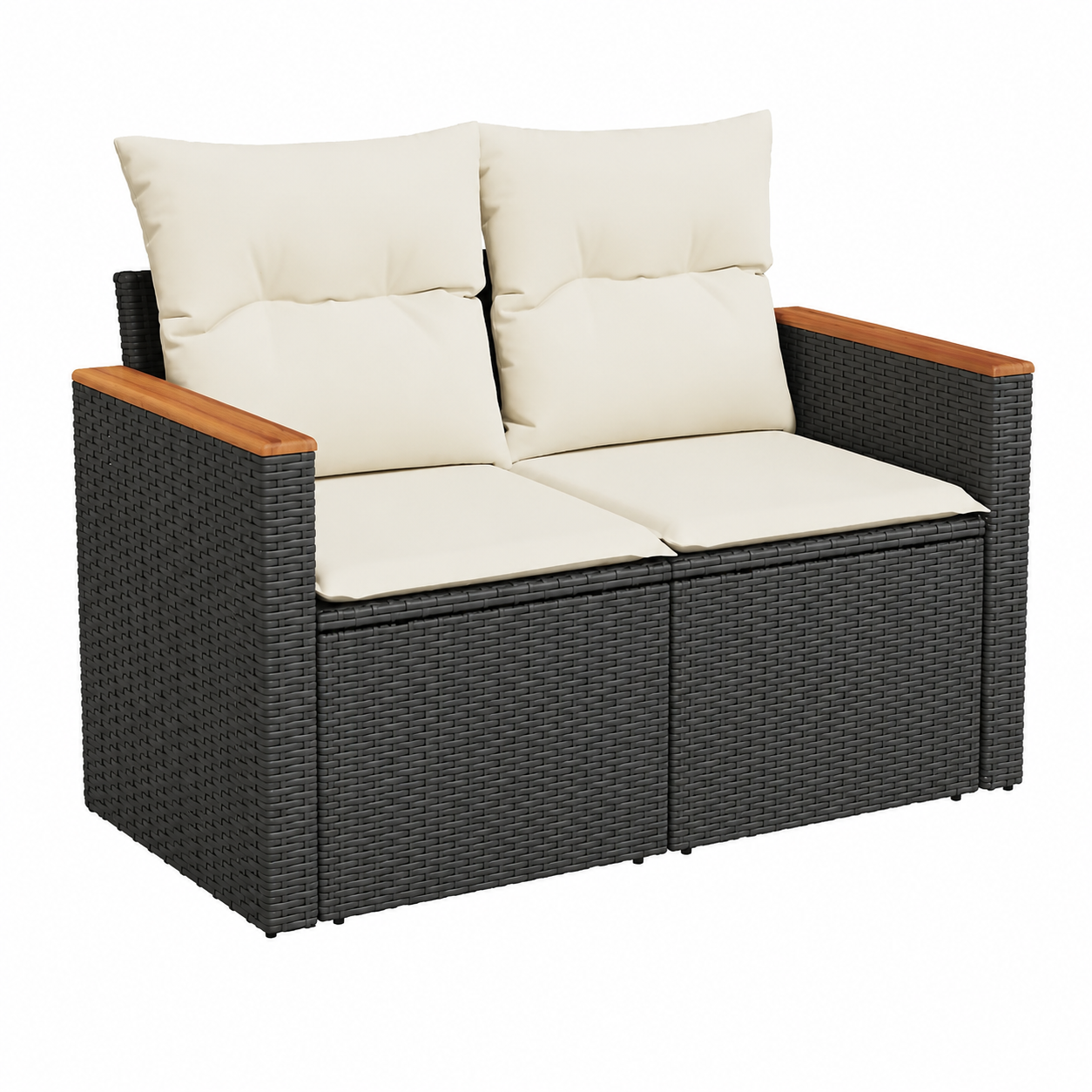 Ensemble de mobilier de jardin 5 pièces avec coussins noirs
