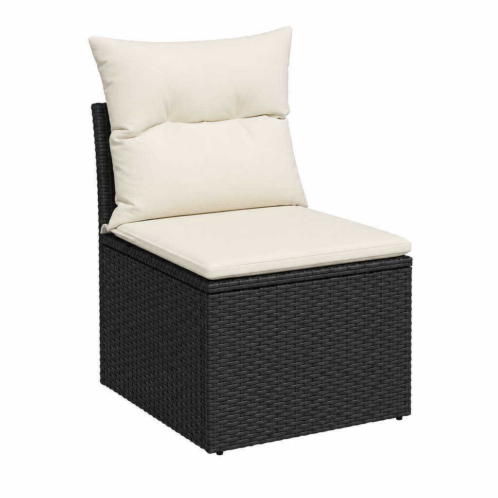 Ensemble de mobilier extérieur 11 pièces avec coussins noirs en résine
