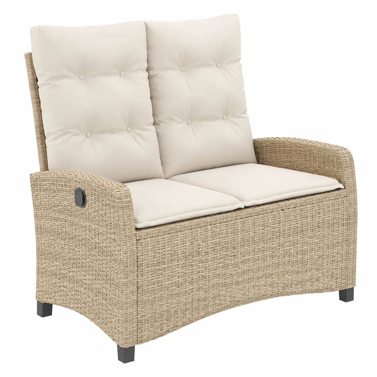 Salon de jardin avec coussins 2 places en rotin beige