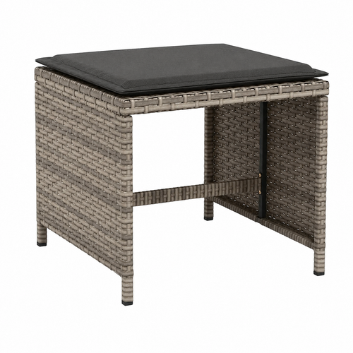 Ensemble de jardin 11 pièces avec coussins gris en rotin