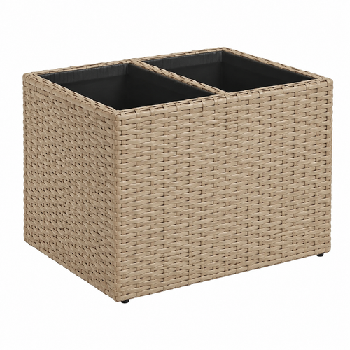 Ensemble de jardin en résine tressée avec coussins beige, 11 pièces