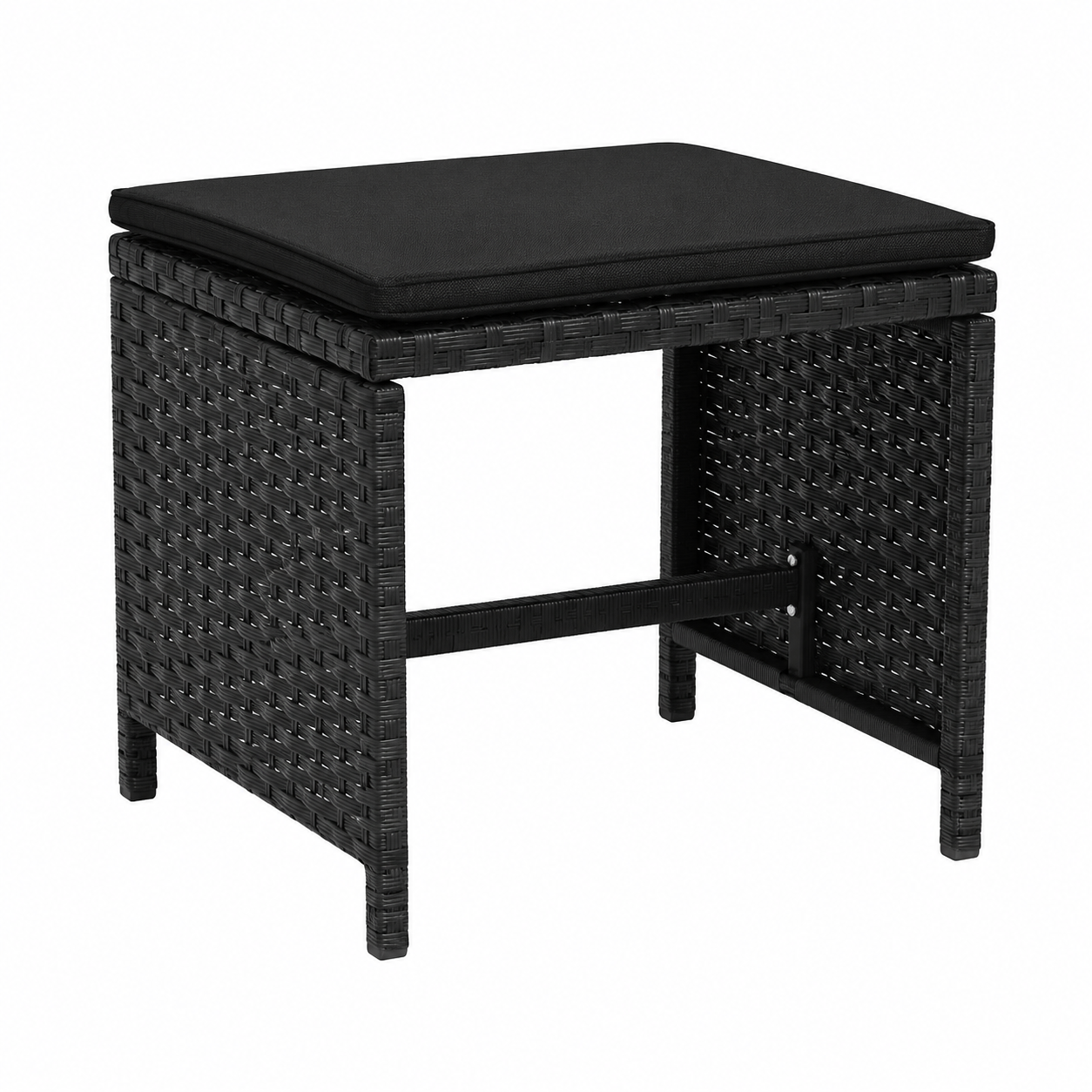 Mobilier de jardin 13 pièces avec coussins noirs en résine tressée