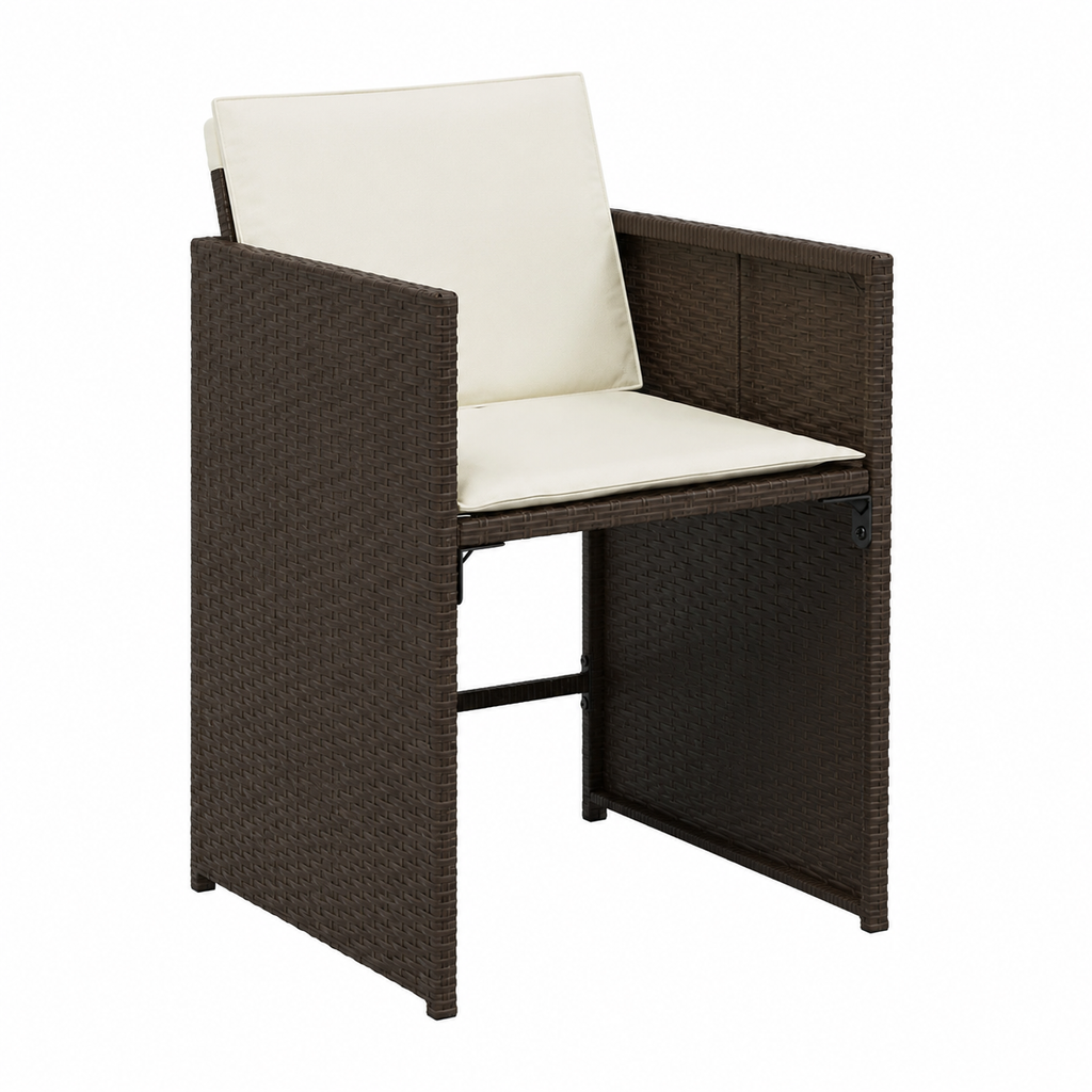 Ensemble de jardin avec coussins en rotin, 13 pièces, marron
