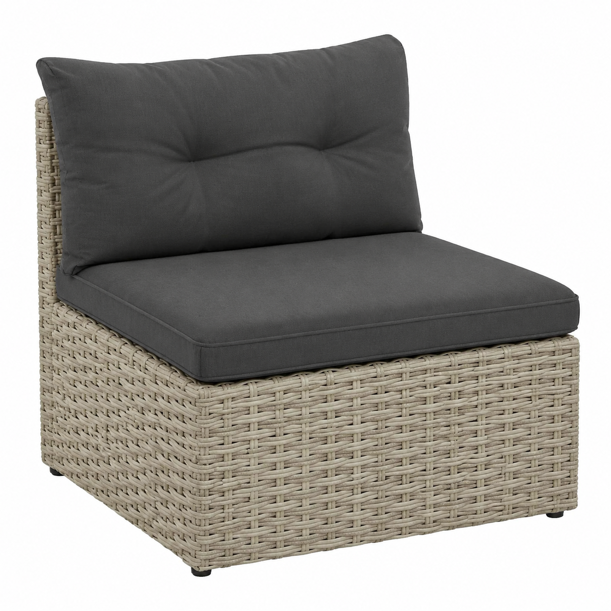Ensemble de mobilier de jardin avec coussins, 7 pièces, résine tressée gris clair