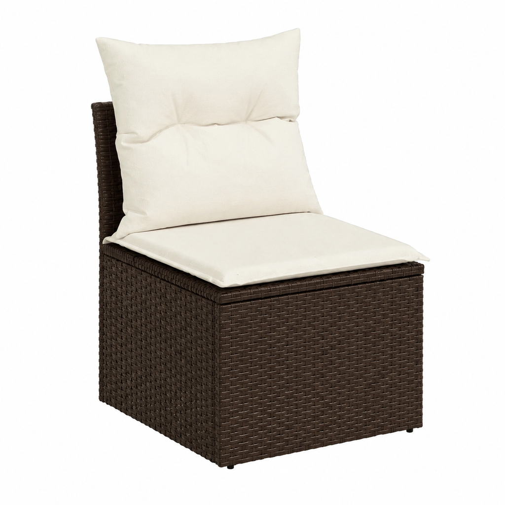 Ensemble de mobilier de jardin 4 pièces avec coussins bruns en résine tressée