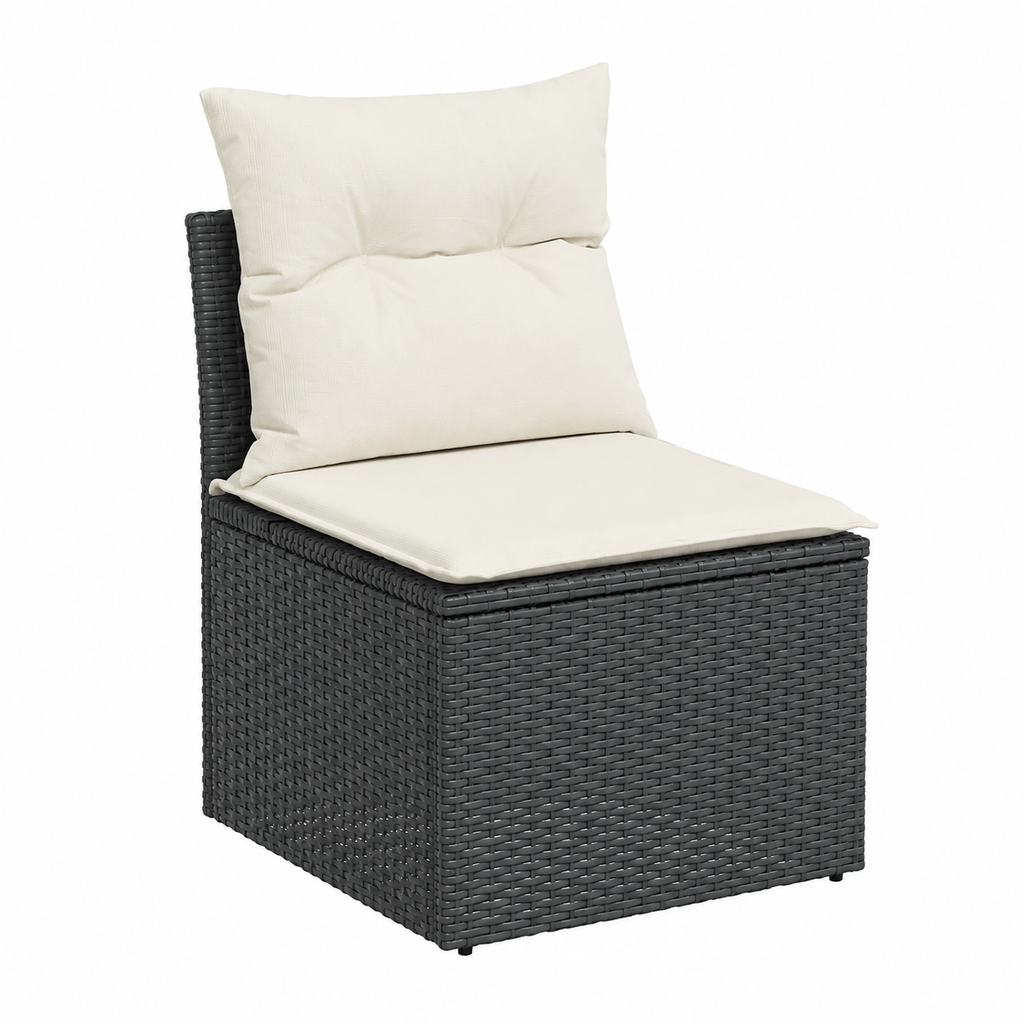 Ensemble de mobilier de jardin 7 pièces avec coussins noirs