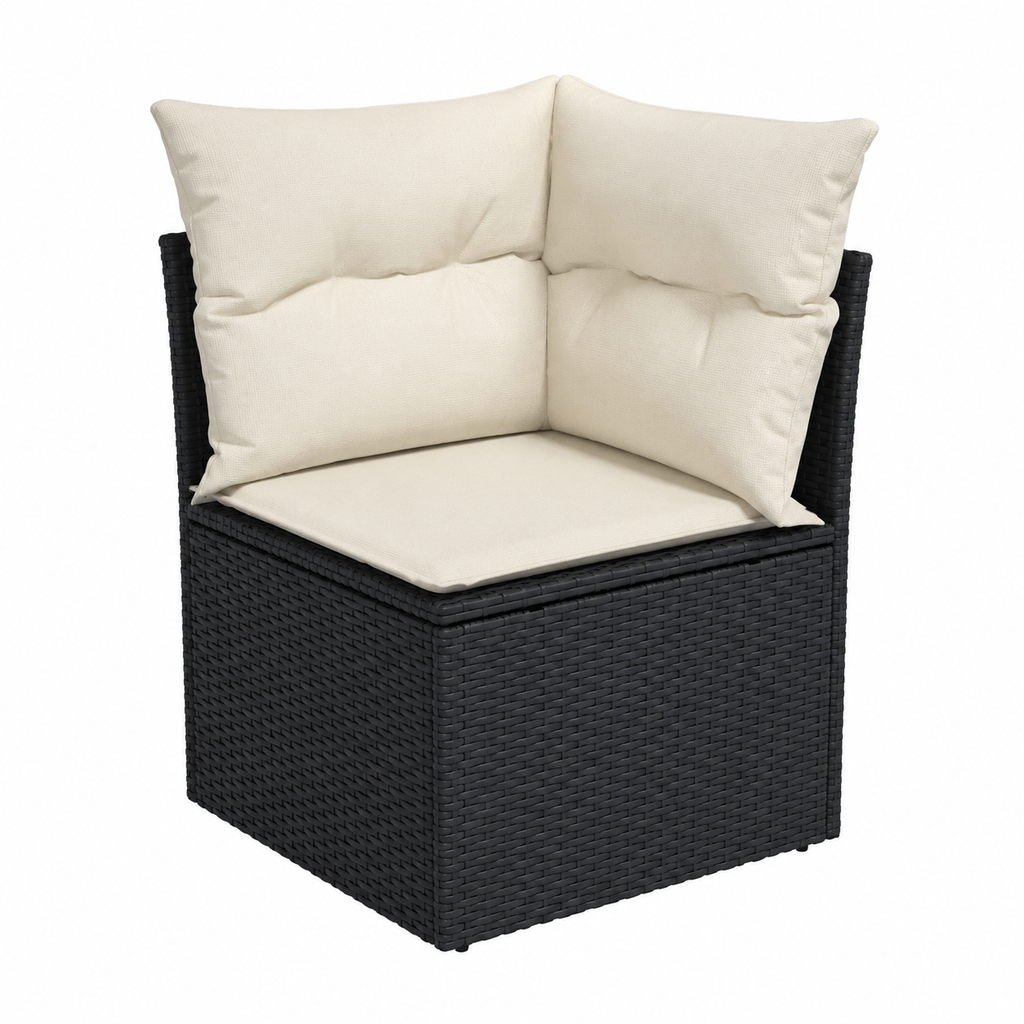 Ensemble de mobilier extérieur 11 pièces avec coussins noirs en résine