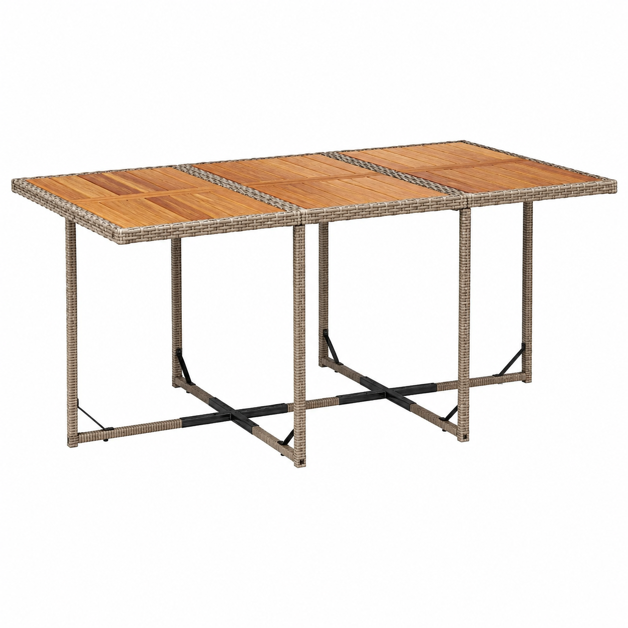 Ensemble de jardin 11 pièces avec coussins gris en rotin