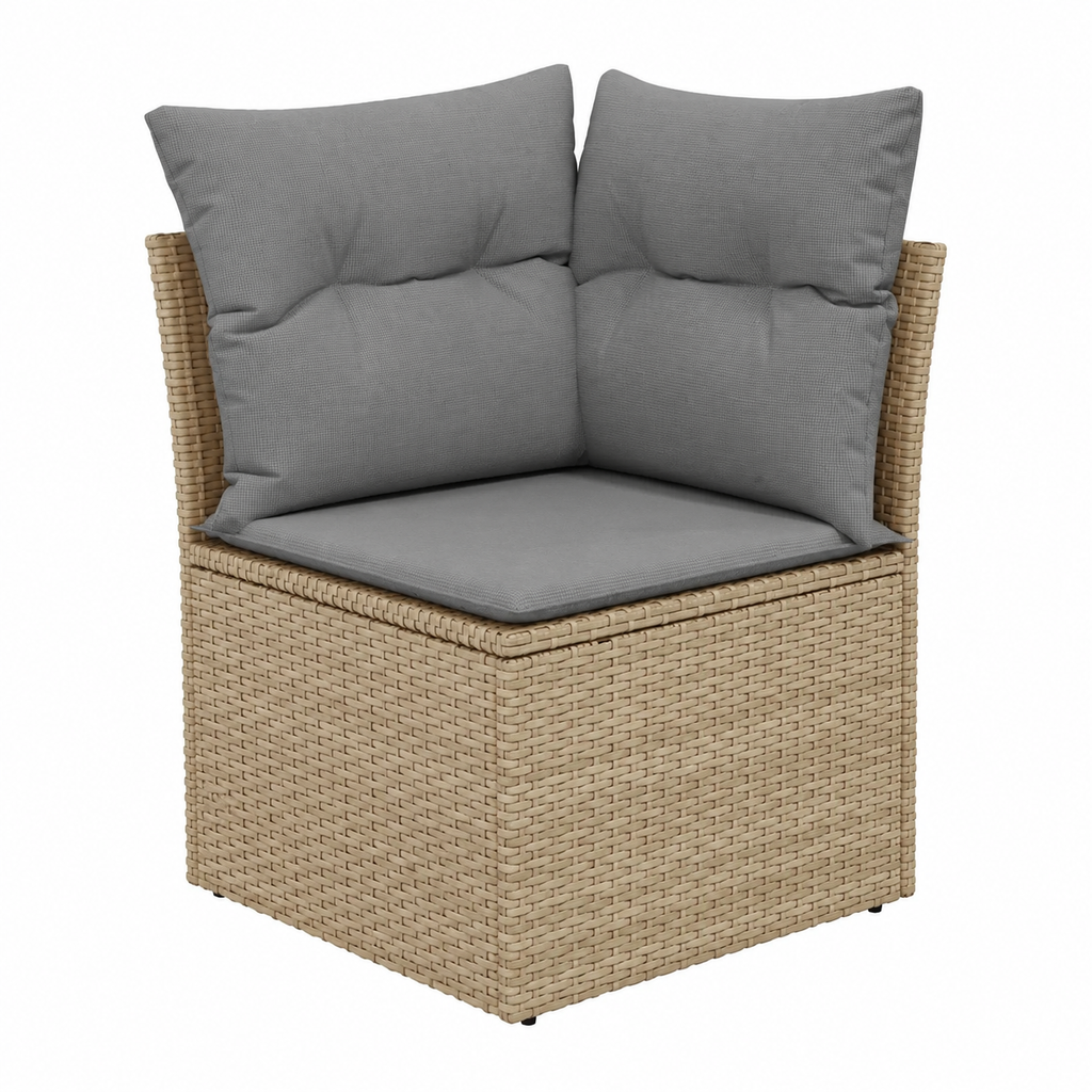 Ensemble de meubles de jardin en résine tressée beige avec coussins