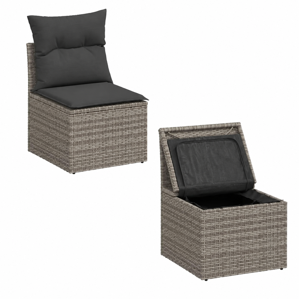 Ensemble de mobilier d'extérieur 10 pièces avec coussins gris
