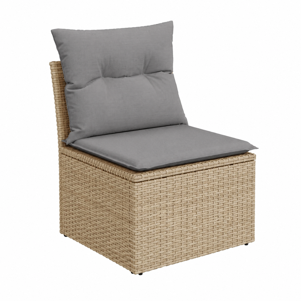 Ensemble de jardin en résine tressée avec coussins beige, 11 pièces