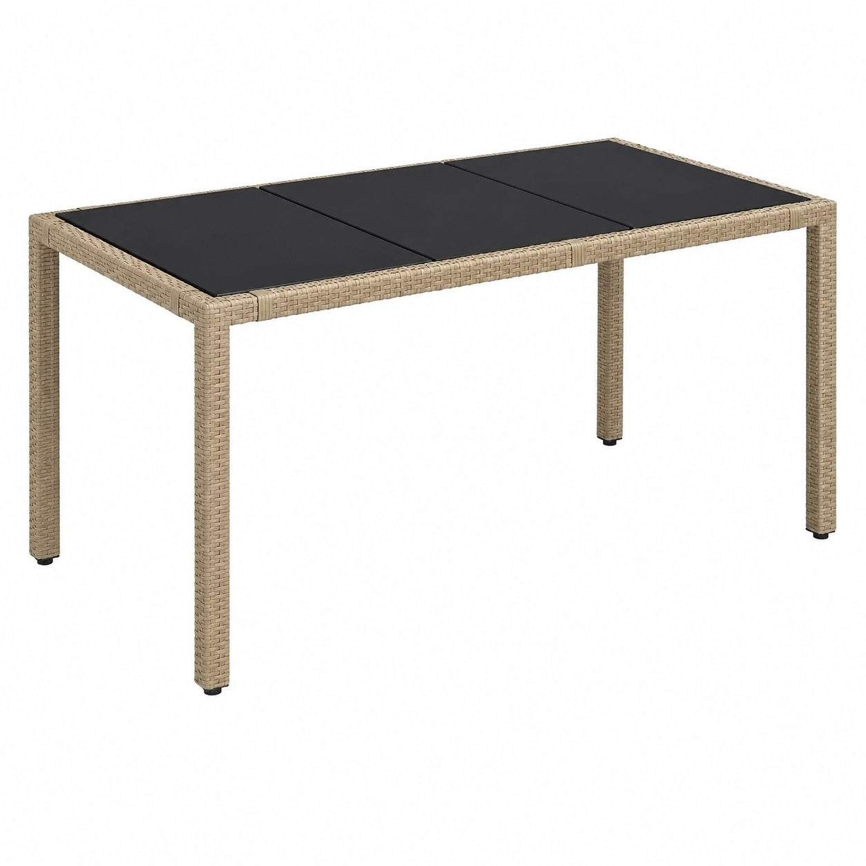 Ensemble de salle à manger extérieur 5 pièces avec coussins beiges en rotin