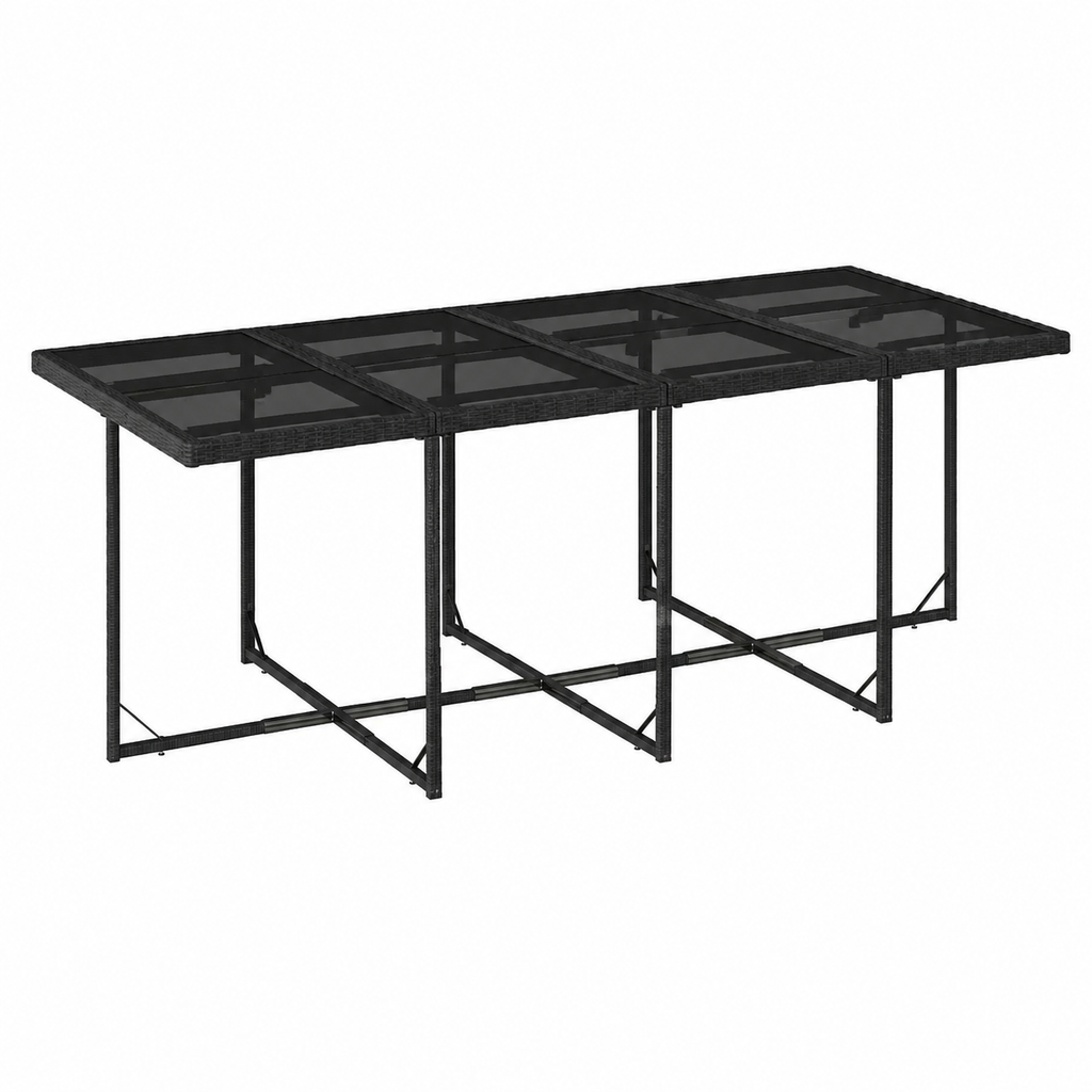 Mobilier de jardin 13 pièces avec coussins noirs en résine tressée