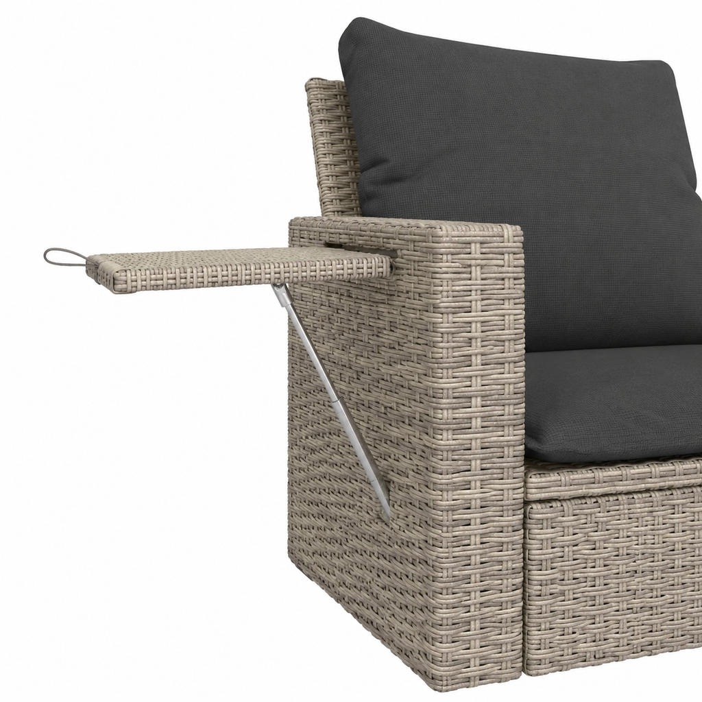 Ensemble de mobilier de jardin avec coussins, 7 pièces, résine tressée gris clair
