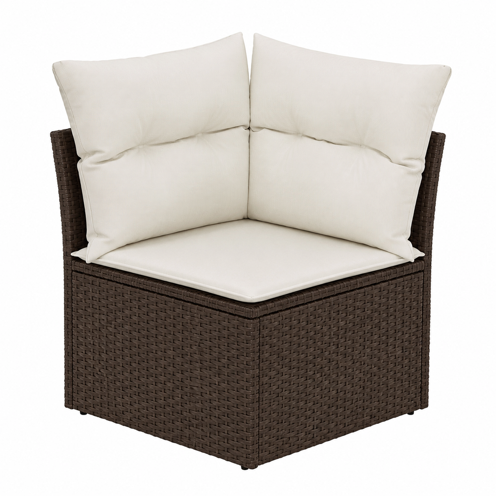 Ensemble de mobilier de jardin 4 pièces avec coussins bruns en résine tressée