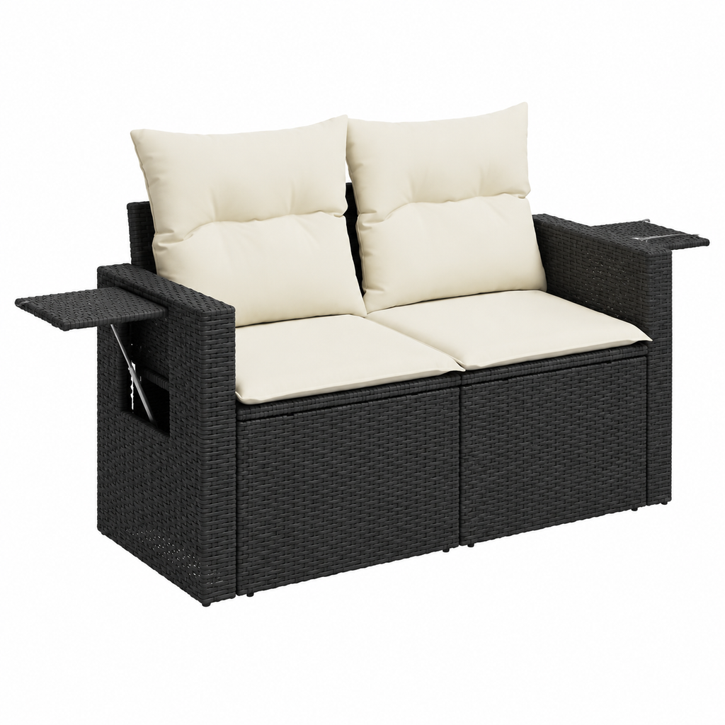 Ensemble de mobilier de jardin 5 pièces avec coussins noirs