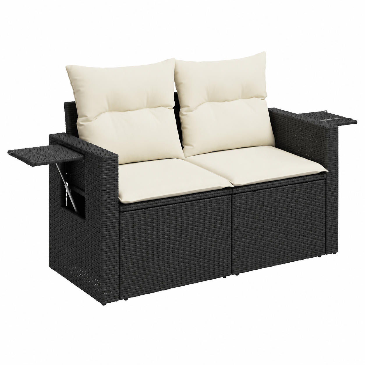 Ensemble de mobilier de jardin 5 pièces avec coussins noirs