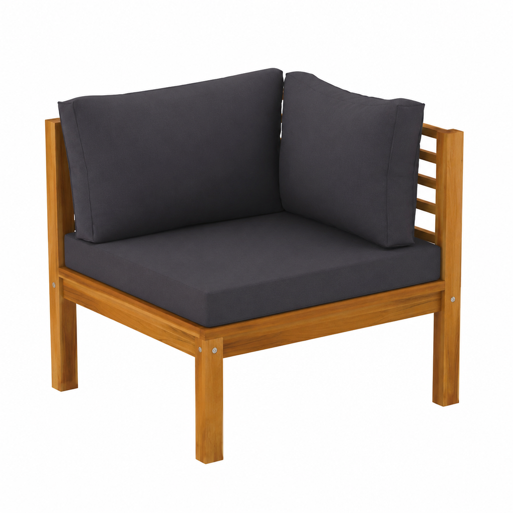 Ensemble de mobilier de jardin 6 pièces avec coussins en bois d'acacia